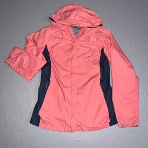 Women’s Columbia Coral and Navy Hooded Windbreaker Size Large